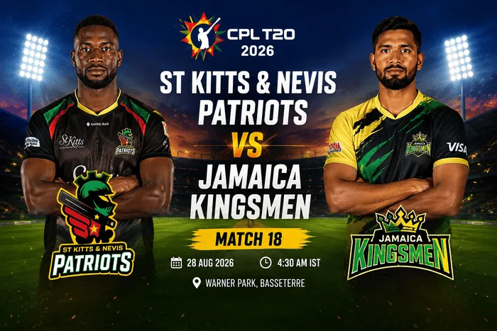 St Kitts & Nevis Patriots vs Jamaica Kingsmen Prediction: Who Will Win CPL 2026 Match 18?