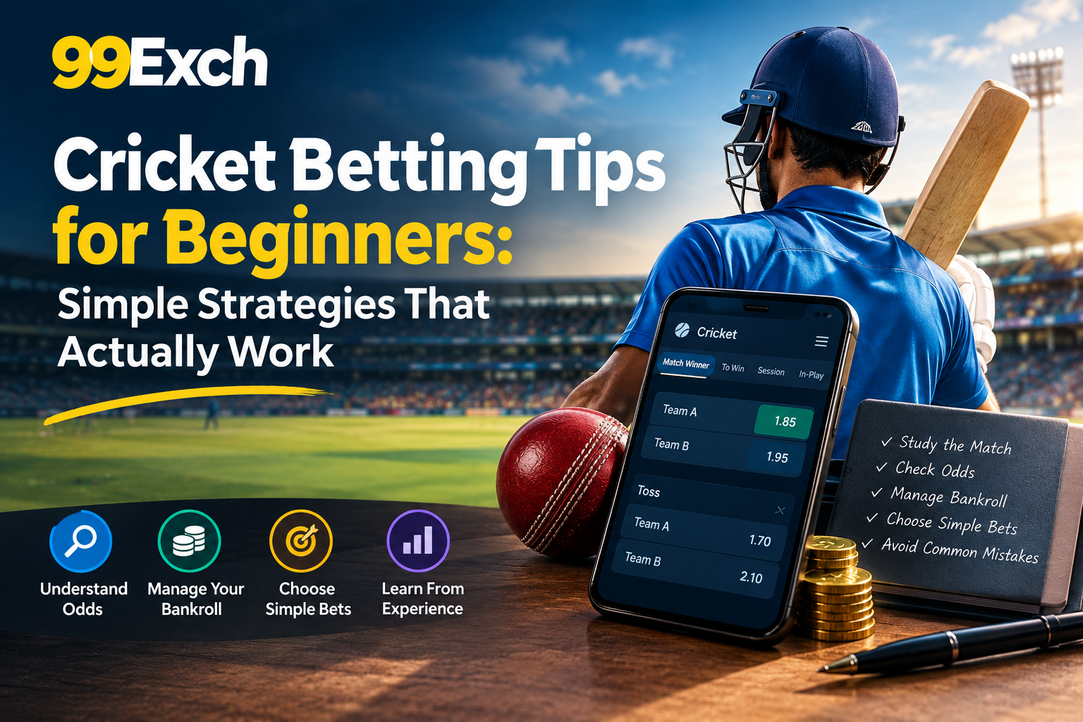Cricket betting tips for beginners with odds, bankroll management and simple betting strategies