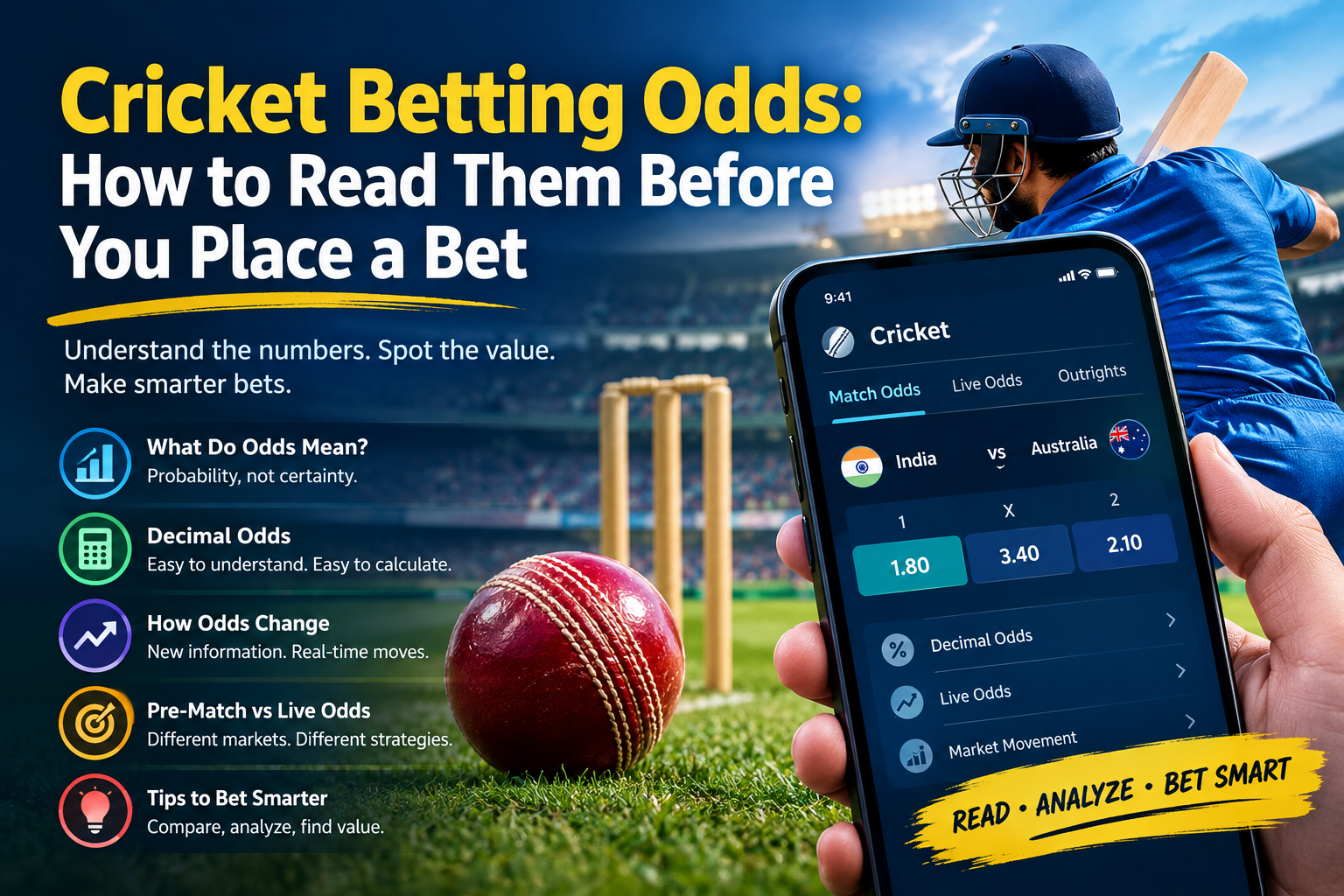 How to read cricket betting odds - 2026 guide
