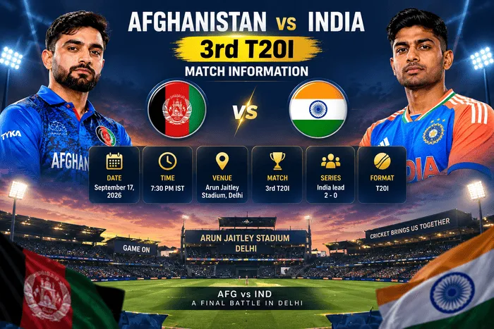 Afghanistan vs India 3rd T20I match information 2026 at Arun Jaitley Stadium