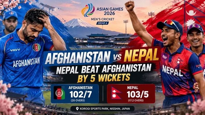 Afghanistan vs Nepal match result as Nepal beat Afghanistan by 5 wickets in Asian Games 2026