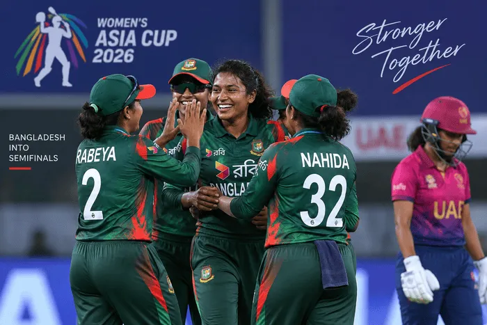 Bangladesh women celebrate reaching the Women’s Asia Cup 2026 semifinals after beating UAE
