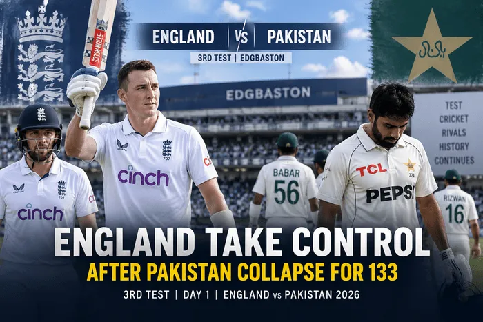 England vs Pakistan 3rd Test at Edgbaston after Pakistan were bowled out for 133
