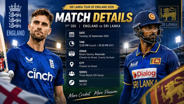 England vs Sri Lanka 1st ODI match details at Riverside Ground, Chester-le-Street