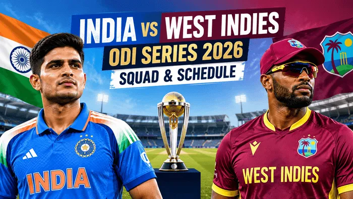 India vs West Indies ODI Series 2026 squad and schedule cricket graphic