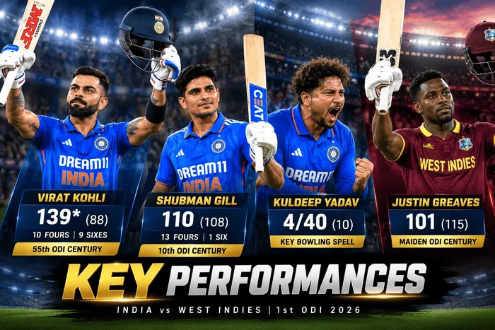 Virat Kohli, Shubman Gill, Kuldeep Yadav and Justin Greaves highlight the key performances from India vs West Indies 1st ODI