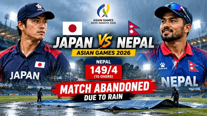 Japan vs Nepal match abandoned due to rain in Asian Games 2026