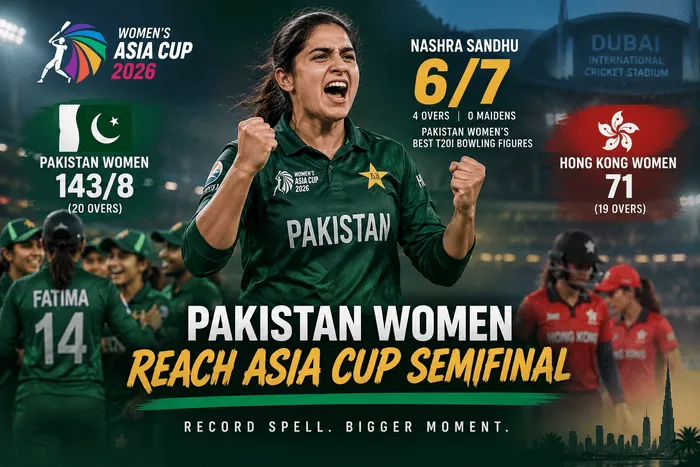 Nashra Sandhu celebrates her record 6/7 for Pakistan Women against Hong Kong
