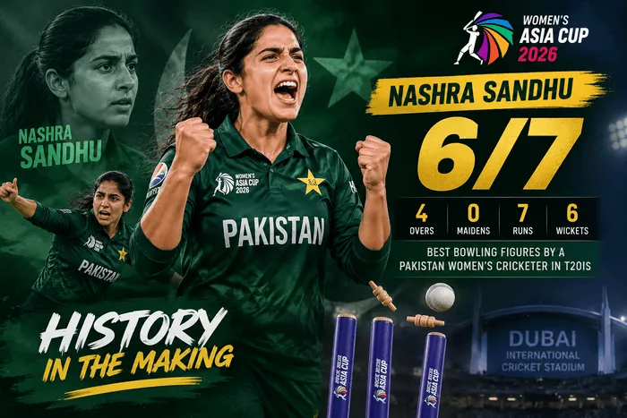 Nashra Sandhu celebrates her record 6/7 for Pakistan Women against Hong Kong