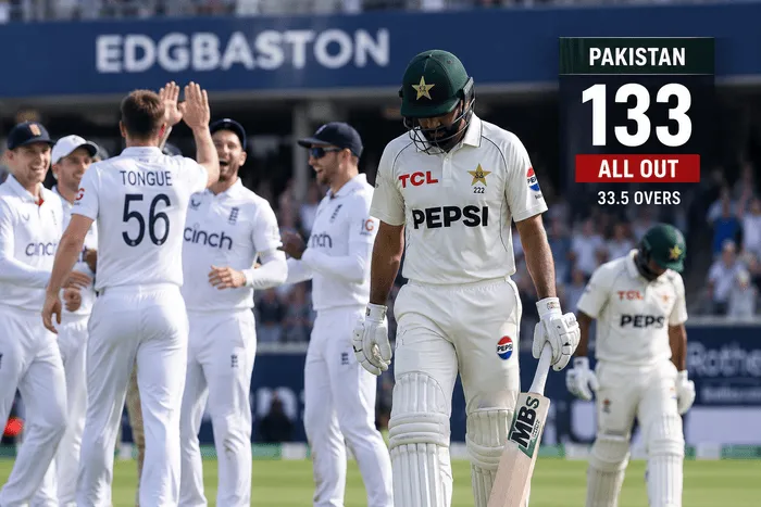 Pakistan bowled out for 133 against England in the third Test at Edgbaston