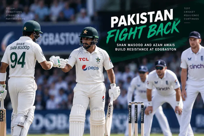 Pakistan fight back as Shan Masood and Azan Awais build resistance at Edgbaston