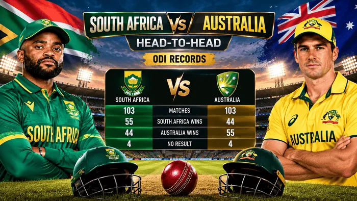 South Africa vs Australia ODI head-to-head record 2026
