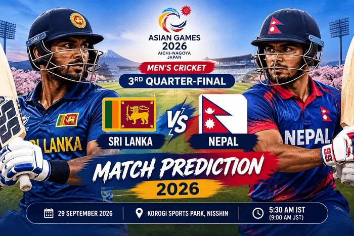 Sri Lanka vs Nepal Asian Games 2026 quarter-final match prediction