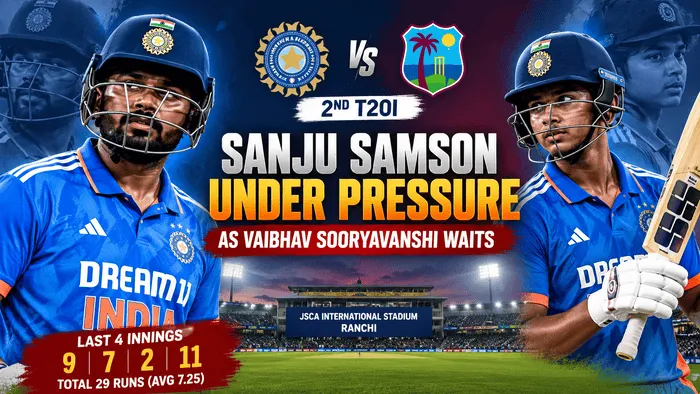 IND vs WI 2nd T20I Sanju Samson under pressure as Vaibhav Sooryavanshi waits