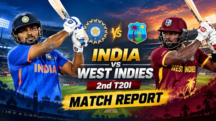 India vs West Indies 2nd T20I Match Report: Sanju Samson Shines in Ranchi
