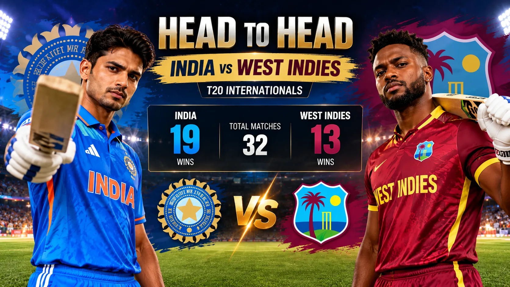 India vs West Indies T20I head-to-head comparison ahead of the fifth T20I in 2026
