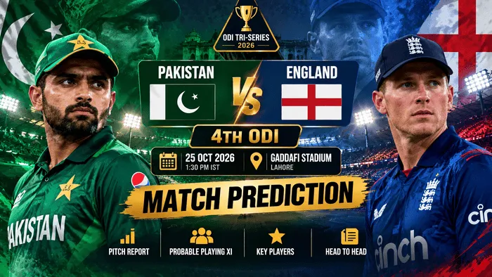 Pakistan vs England 4th ODI Match Prediction 2026 at Gaddafi Stadium Lahore