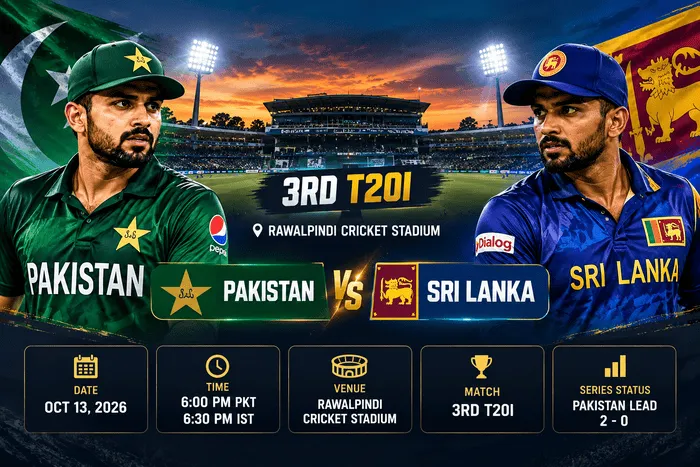 Pakistan vs Sri Lanka 3rd T20I match details at Rawalpindi Cricket Stadium