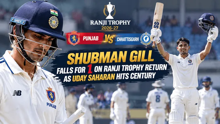 Shubman Gill Falls for 1 on Ranji Trophy Return as Uday Saharan Hits Century