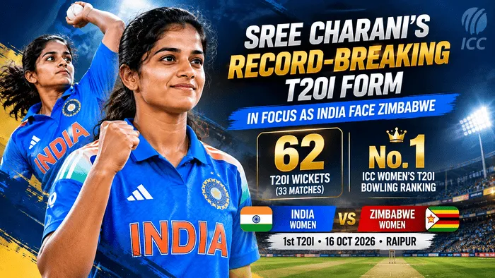 Sree Charani’s record-breaking T20I form ahead of India Women vs Zimbabwe Women 1st T20I 2026